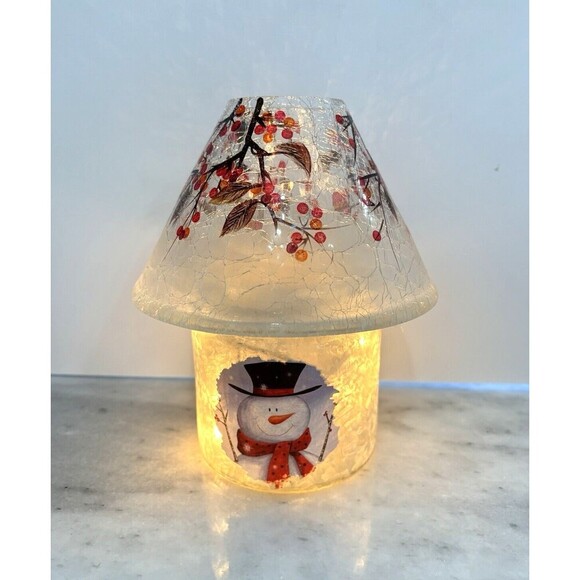Stony Creek Decorative Lighted Glass Snowman Lamp Christmas Decor Tabletop